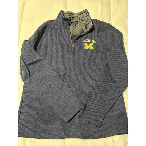 CHAMPION U of M 1/4 Zip Navy Blue Knit Men’s Sweater Medium - Picture 1 of 7